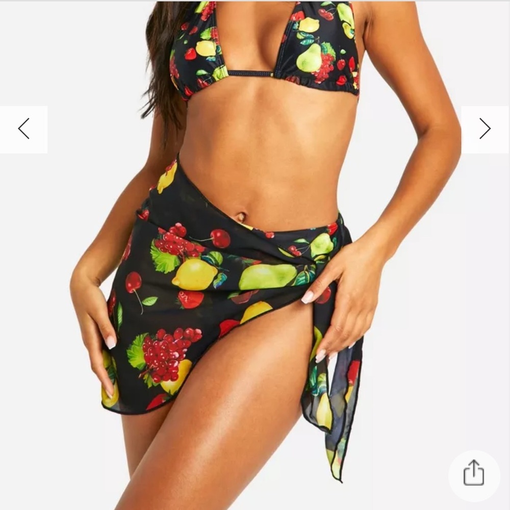 FRUIT PRINT TIE BEACH SARONG